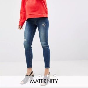 GeBe Maternity over-the-bump skinny jeans in midwash blue